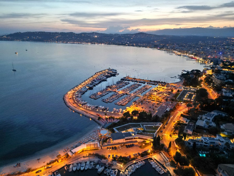 Yachts moored at Cannes Old Port during the Yachting Festival