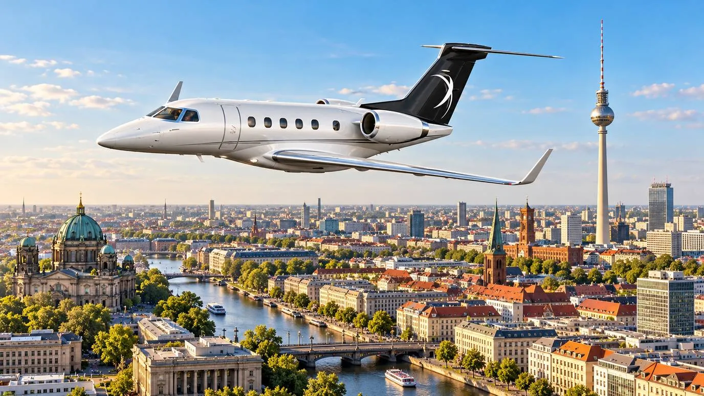 Illustration IBC Aviation : Phenom 300 devant Berlin
