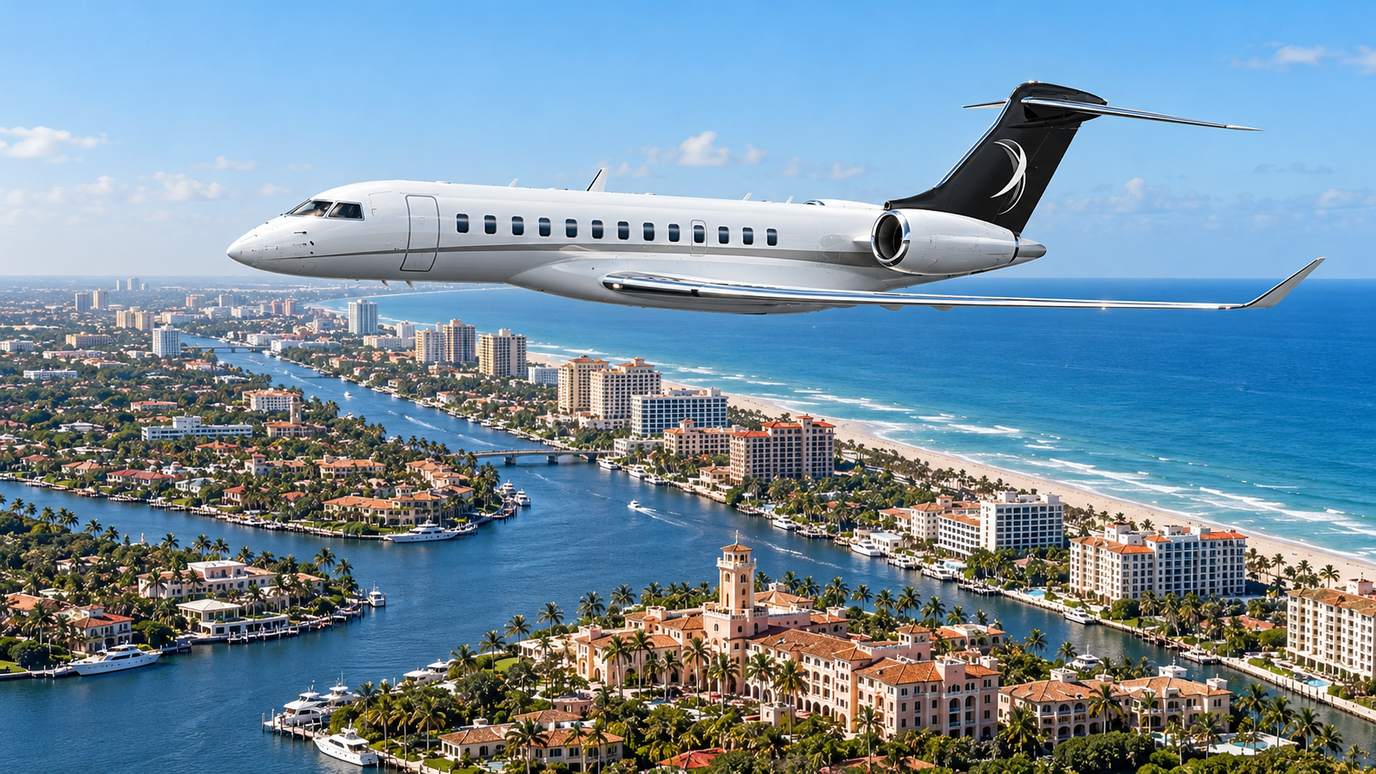 Illustration IBC Aviation : Global 7500 devant Boca Raton