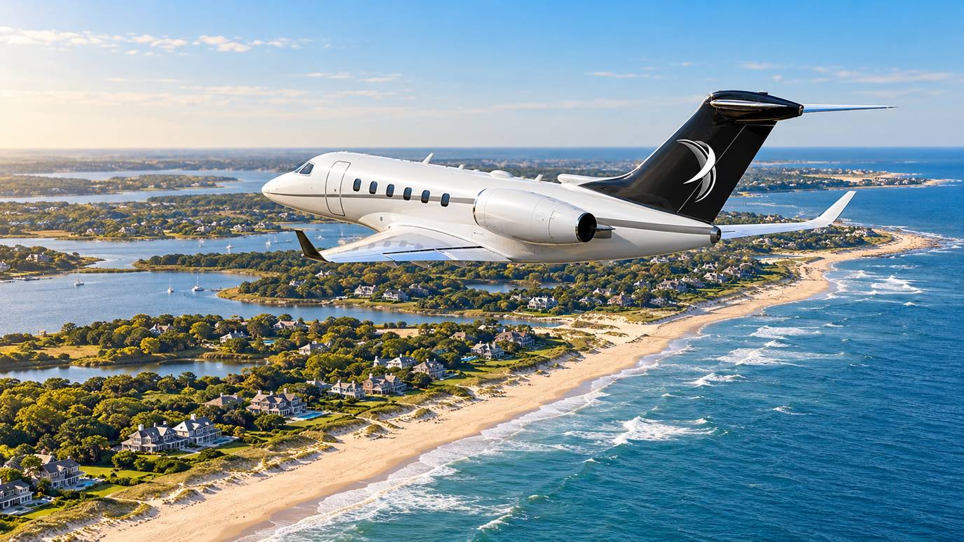 Illustration IBC Aviation : Citation Longitude devant East Hampton