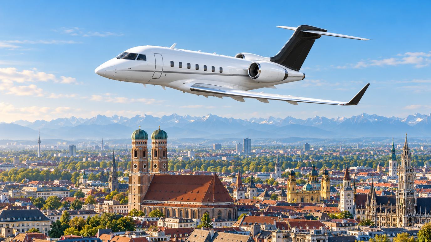 Illustration IBC Aviation : Challenger 3500, panorama de Munich