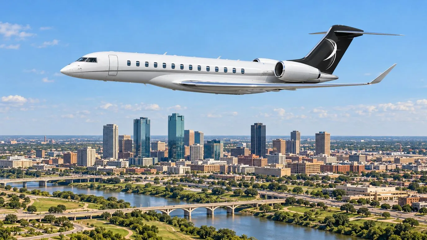 Illustration IBC Aviation : Global 7500 devant Fort Worth