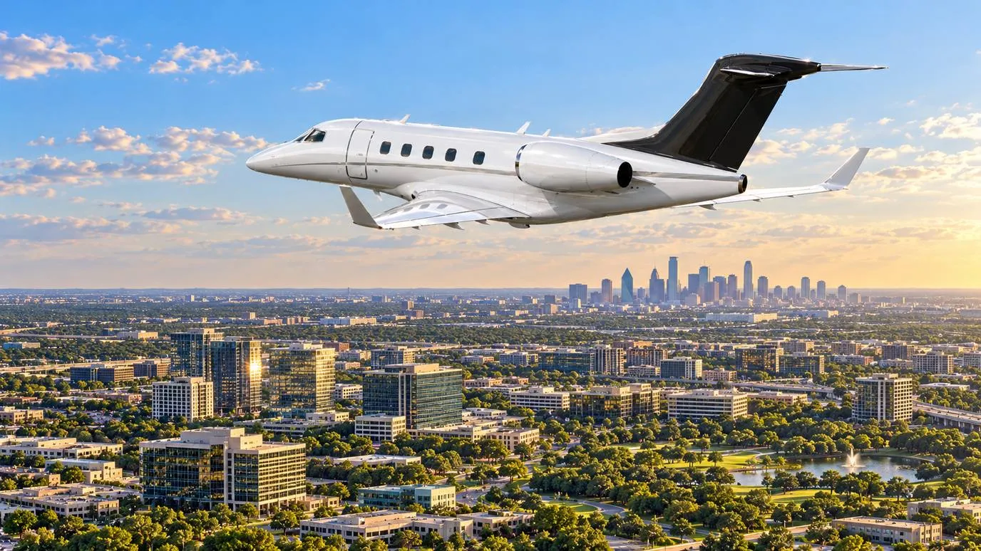 Illustration IBC Aviation : Phenom 300, panorama de Dallas