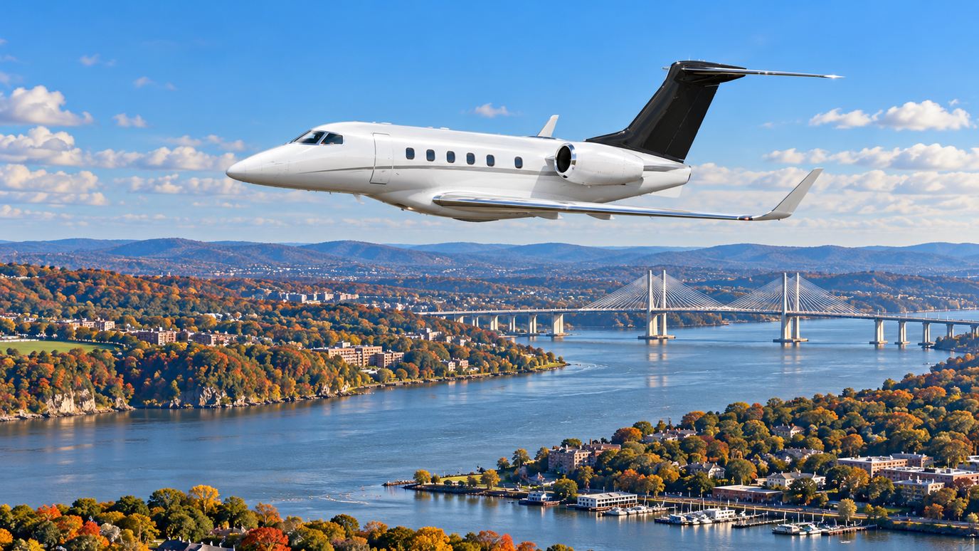Illustration IBC Aviation : Phenom 300, panorama de Westchester
