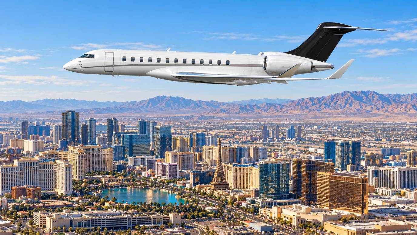 Illustration IBC Aviation : Global 7500, panorama de Las Vegas