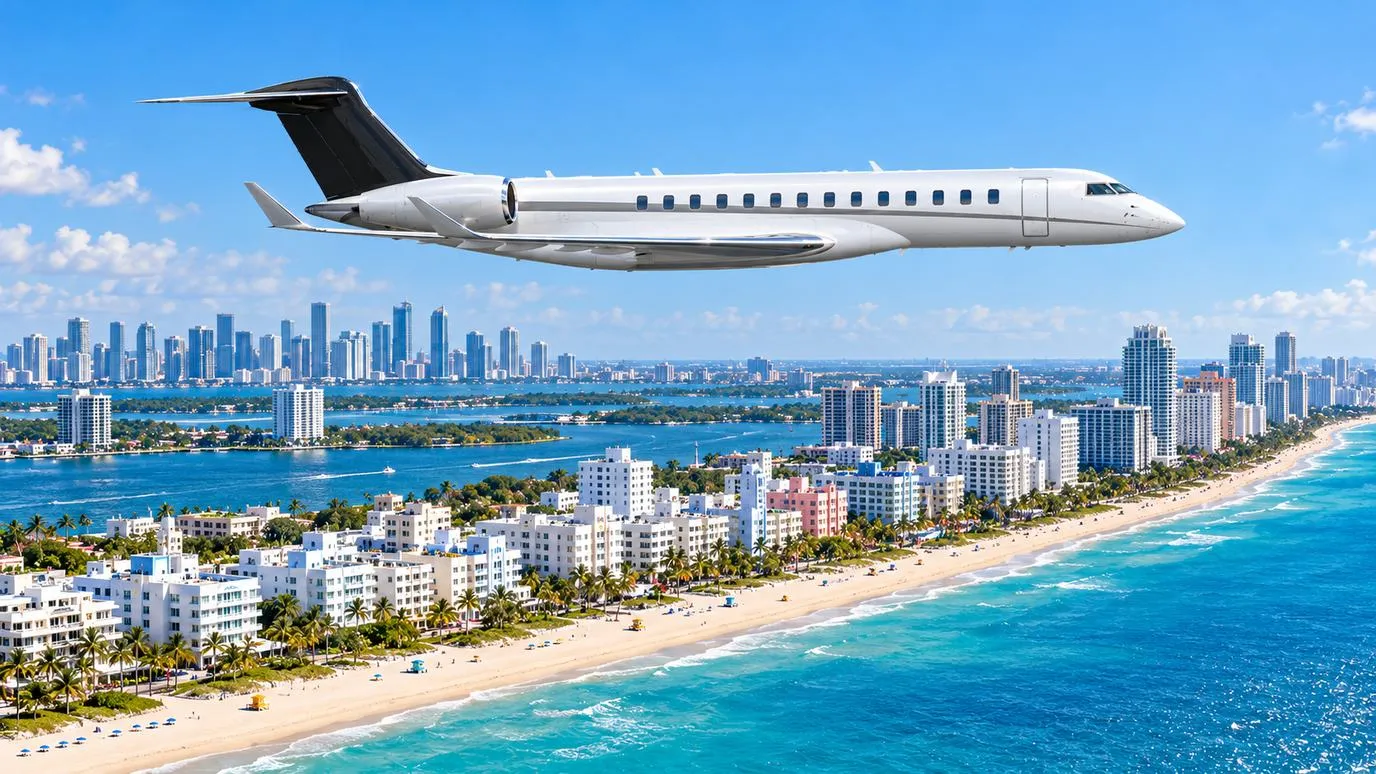 Illustration IBC Aviation : Global 7500, panorama de Miami
