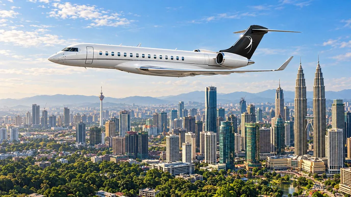 Illustration IBC Aviation : Global 7500 devant Kuala Lumpur