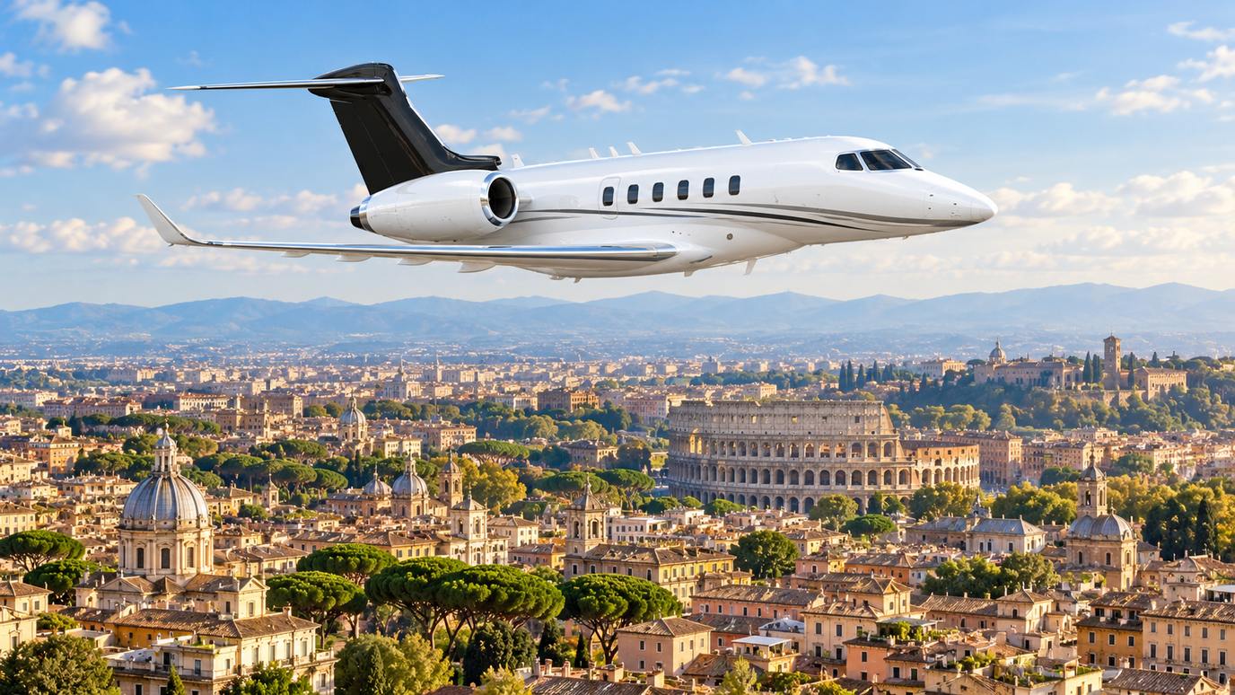 Illustration IBC Aviation : Citation Longitude, panorama de Rome