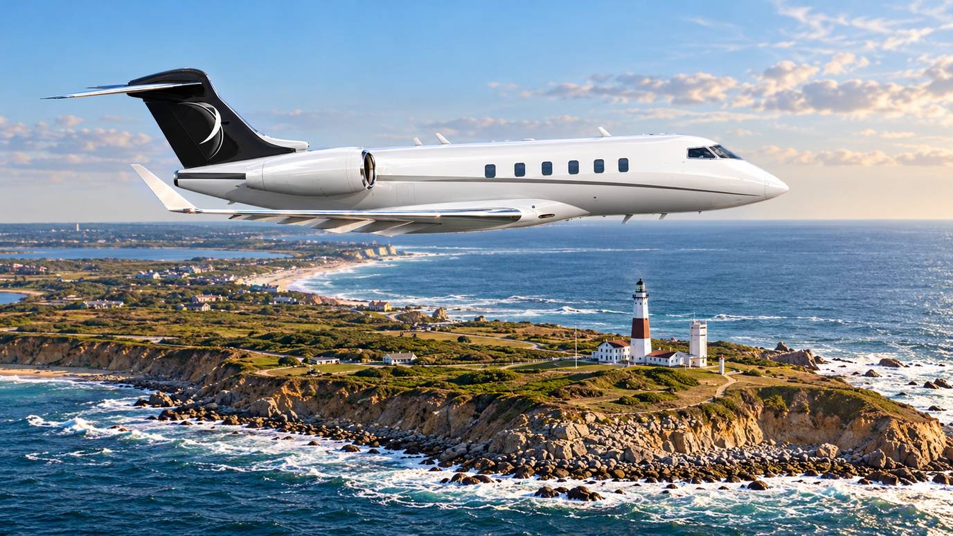 Illustration IBC Aviation : Challenger 3500 devant Montauk