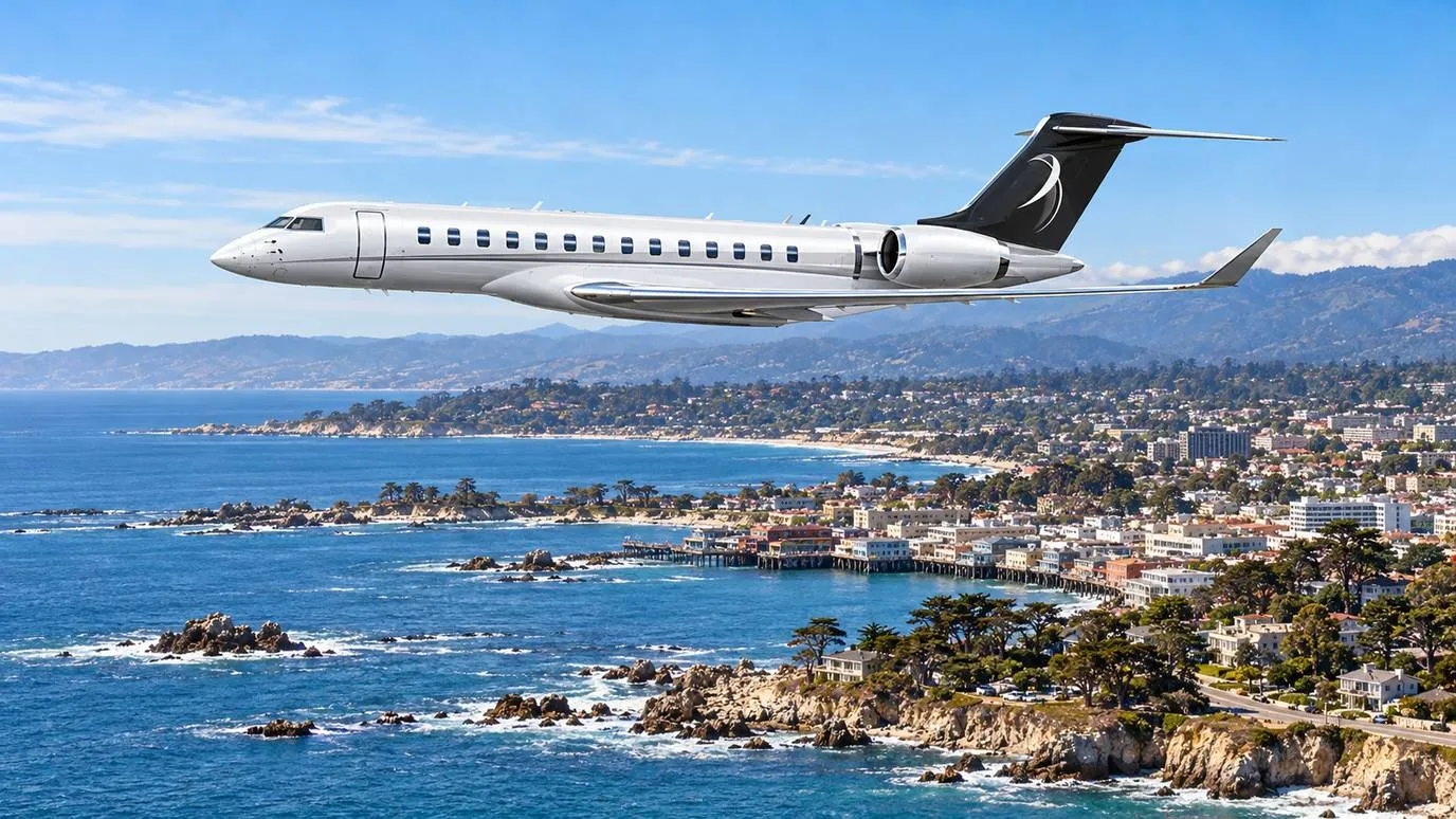 Illustration IBC Aviation : Global 7500 devant la baie de Monterey