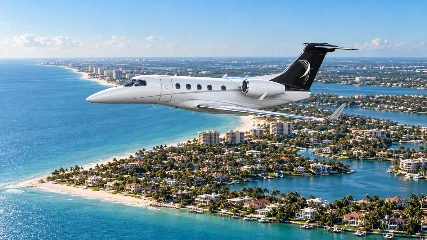 Illustration IBC Aviation : Phenom 300 devant Naples en Floride