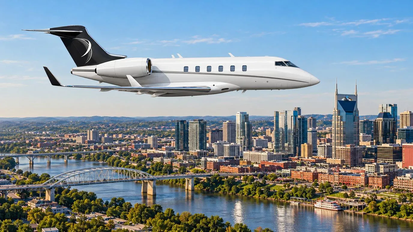 Illustration IBC Aviation : Challenger 3500 devant Nashville