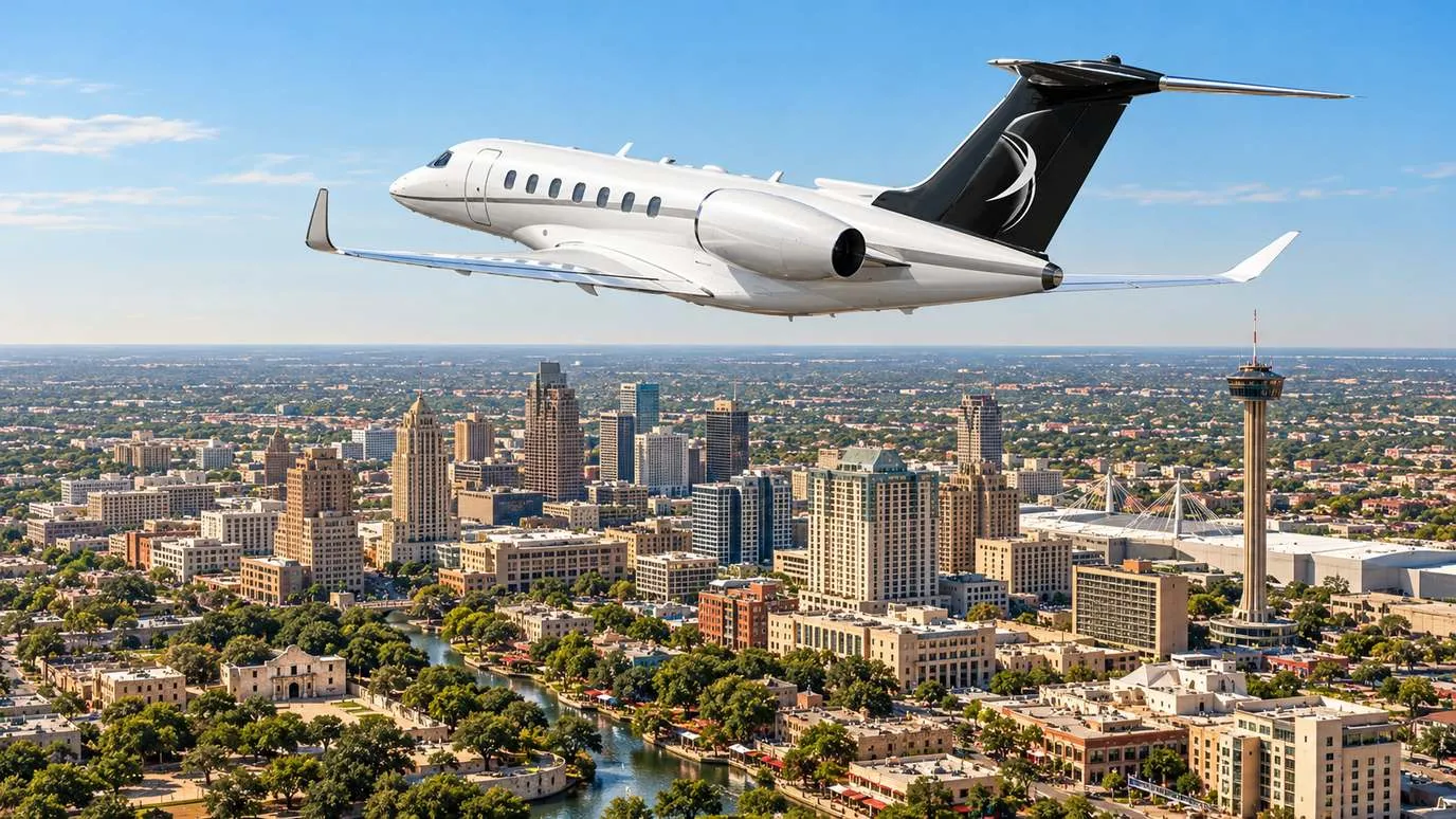 Illustration IBC Aviation : Citation Longitude devant San Antonio