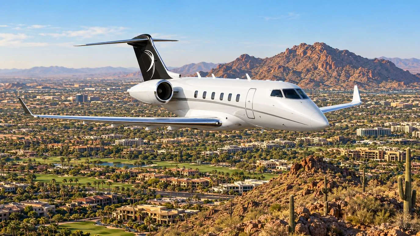 Illustration IBC Aviation : Challenger 3500 devant Scottsdale