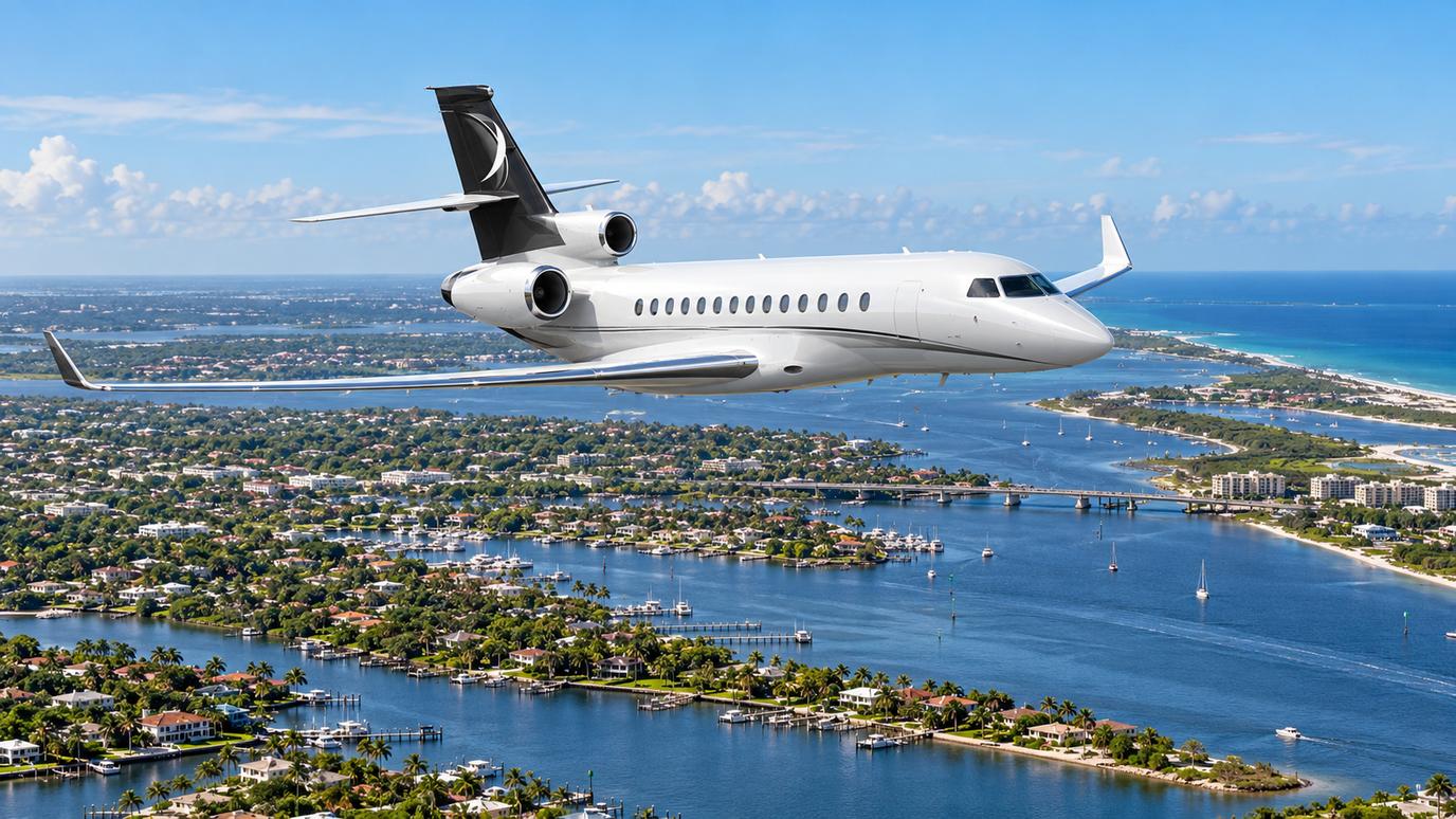 Illustration IBC Aviation : Falcon 8X devant Stuart en Floride