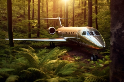 jet privé dans la forêt 